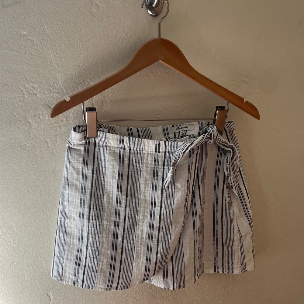 Madewell White and Blue Striped Skirt